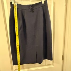 Bill Burns New York Navy Herringbone Pencil Skirt 100% Wool Vintage